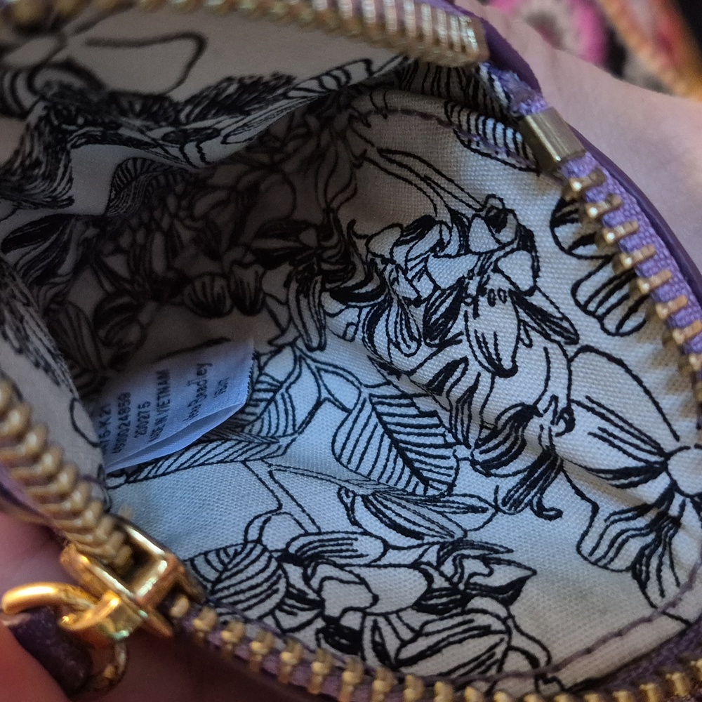 Vera Bradley Mallory Butterfly Bag Charm sparkling coin purse lilac shimmer - Picture 4 of 8